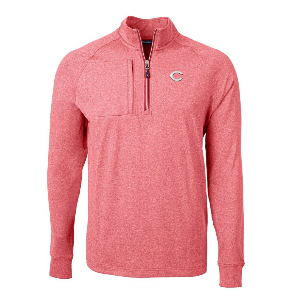 Cincinnati Reds Cutter & Buck Adapt Eco Knit Stretch Recycled Quarter-Zip Pullover Top On Sale