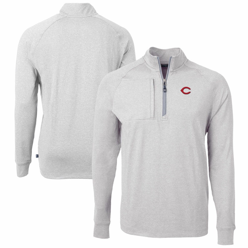 Cincinnati Reds Cutter & Buck Adapt Eco Knit Stretch Recycled Quarter-Zip Pullover Top Sale