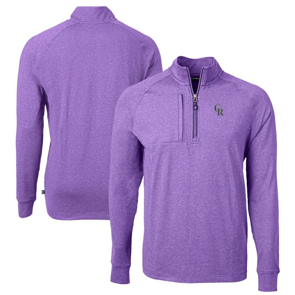 Colorado Rockies Cutter & Buck Adapt Eco Knit Stretch Recycled Quarter-Zip Pullover Top for sale