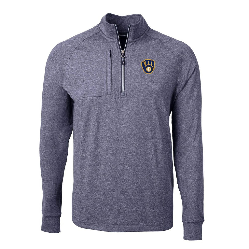 Milwaukee Brewers Cutter & Buck Adapt Eco Knit Stretch Recycled Quarter-Zip Pullover Top Clearance