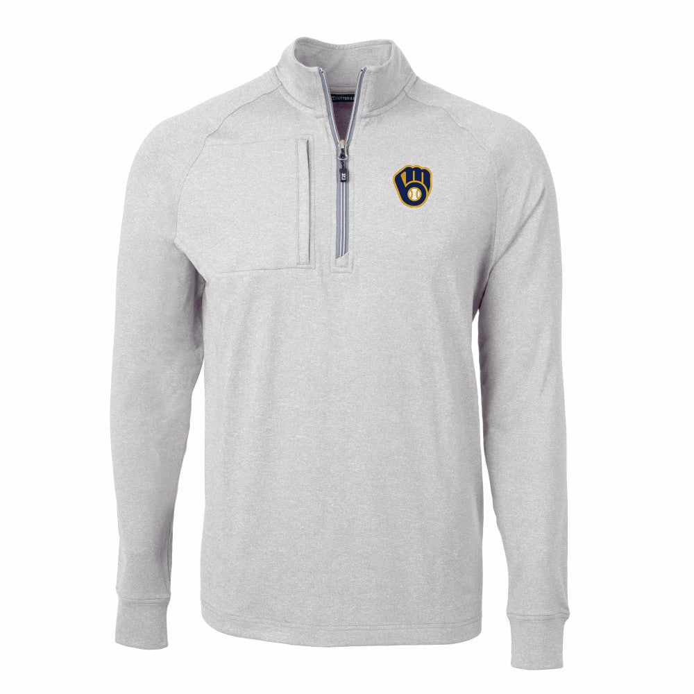 Milwaukee Brewers Cutter & Buck Adapt Eco Knit Stretch Recycled Quarter-Zip Pullover Top Online