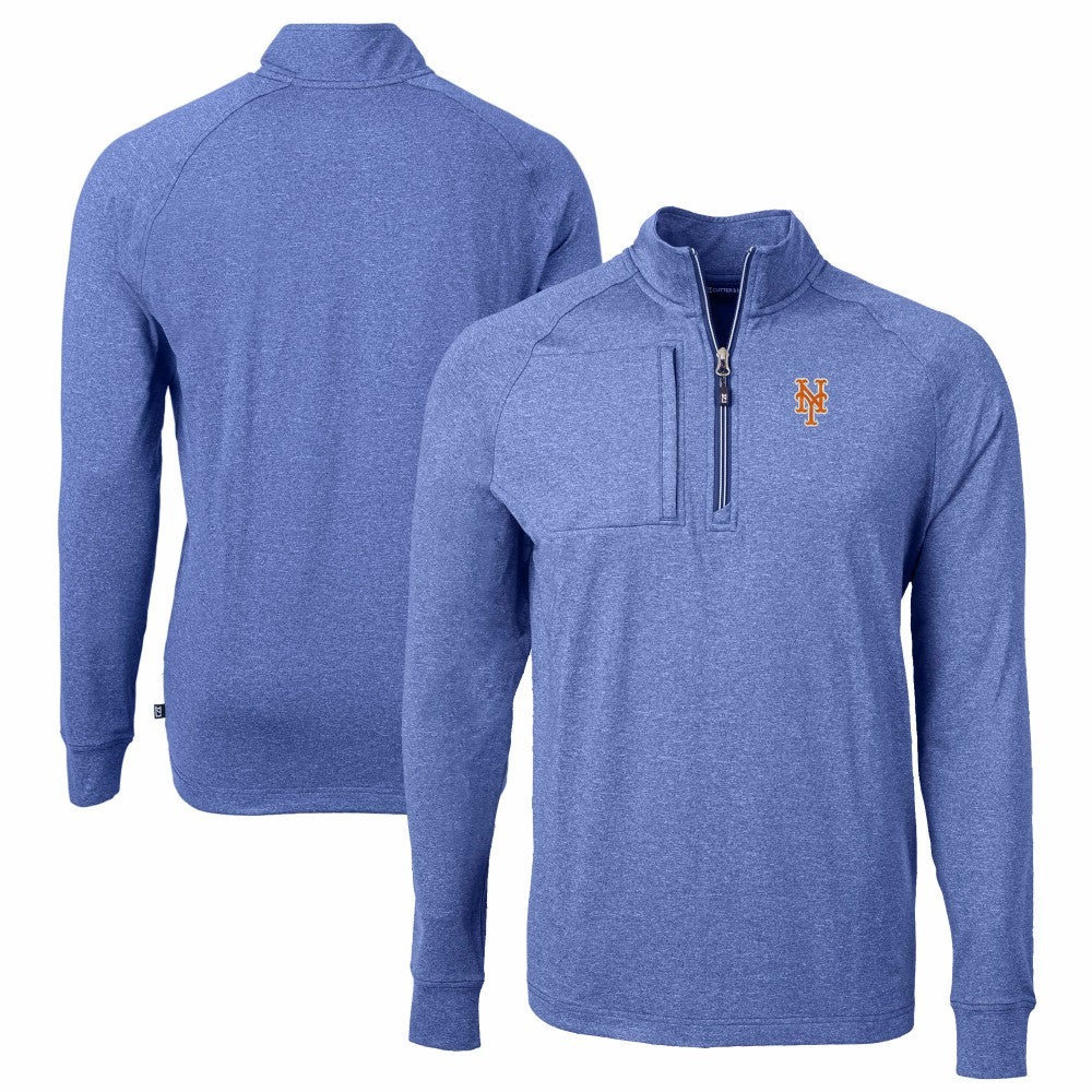 New York Mets Cutter & Buck Adapt Eco Knit Stretch Recycled Quarter-Zip Pullover Top Clearance