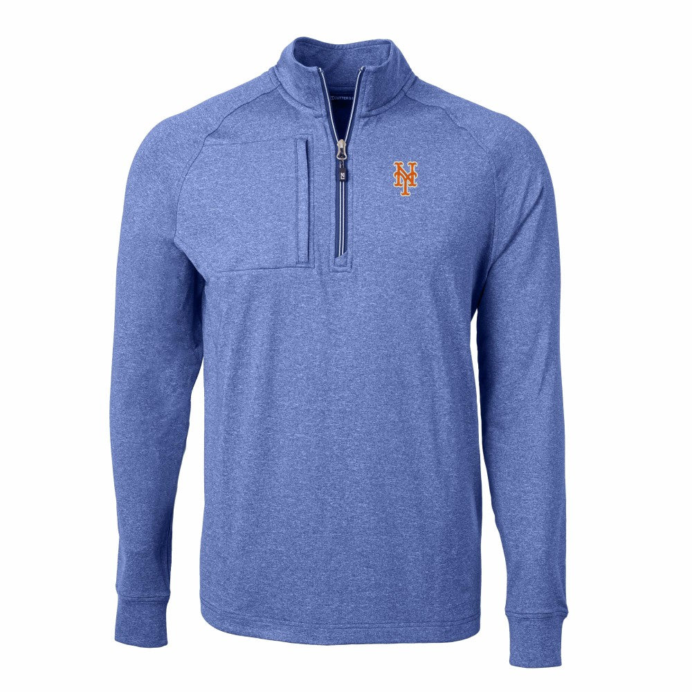 New York Mets Cutter & Buck Adapt Eco Knit Stretch Recycled Quarter-Zip Pullover Top Clearance