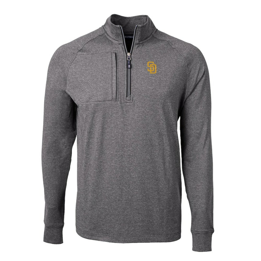San Diego Padres Cutter & Buck Adapt Eco Knit Stretch Recycled Quarter-Zip Pullover Top for sale