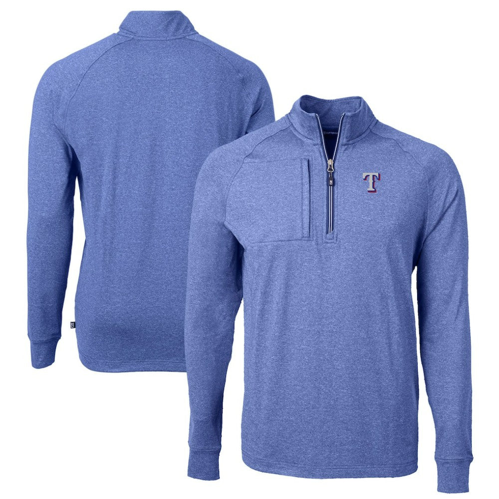 Texas Rangers Cutter & Buck Adapt Eco Knit Stretch Recycled Quarter-Zip Pullover Top Lifestyle