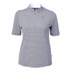 Atlanta Braves Cutter & Buck Women's Virtue Eco Pique Stripe Recycled Quarter-Zip Pullover Top Lifestyle