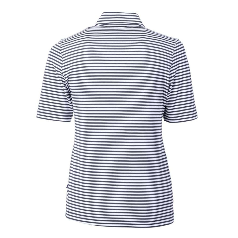 Atlanta Braves Cutter & Buck Women's Virtue Eco Pique Stripe Recycled Quarter-Zip Pullover Top Lifestyle