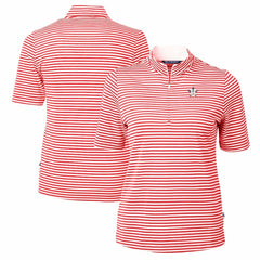 Houston Astros Cutter & Buck Women's Virtue Eco Pique Stripe Recycled Quarter-Zip Pullover Top Sale