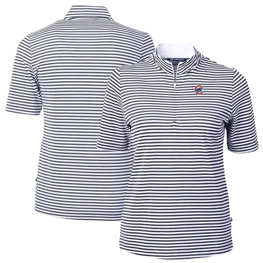 Chicago Cubs Cutter & Buck Women's Virtue Eco Pique Stripe Top Sale