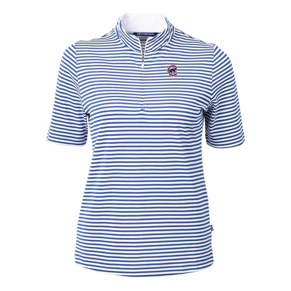 Chicago Cubs Cutter & Buck Women's Virtue Eco Pique Stripe Top Sale