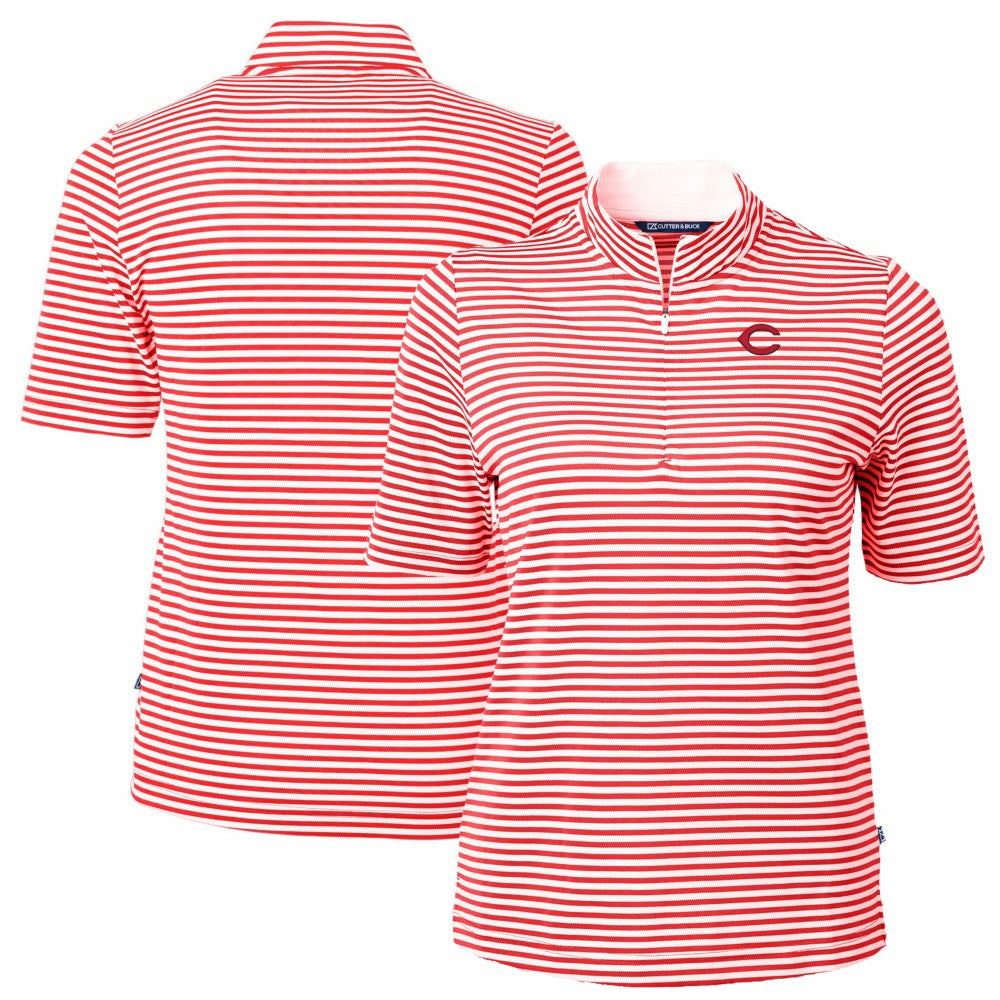 Cincinnati Reds Cutter & Buck Women's Virtue Eco Pique Stripe Top discount