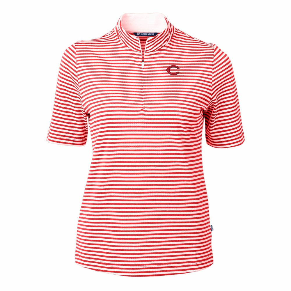Cincinnati Reds Cutter & Buck Women's Virtue Eco Pique Stripe Top discount