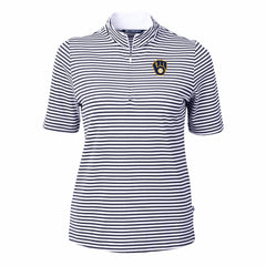 Milwaukee Brewers Cutter & Buck Women's Virtue Eco Pique Stripe Top Sale