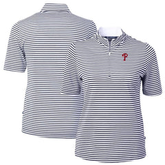 Philadelphia Phillies Cutter & Buck Women's Virtue Eco Pique Stripe Top On Sale