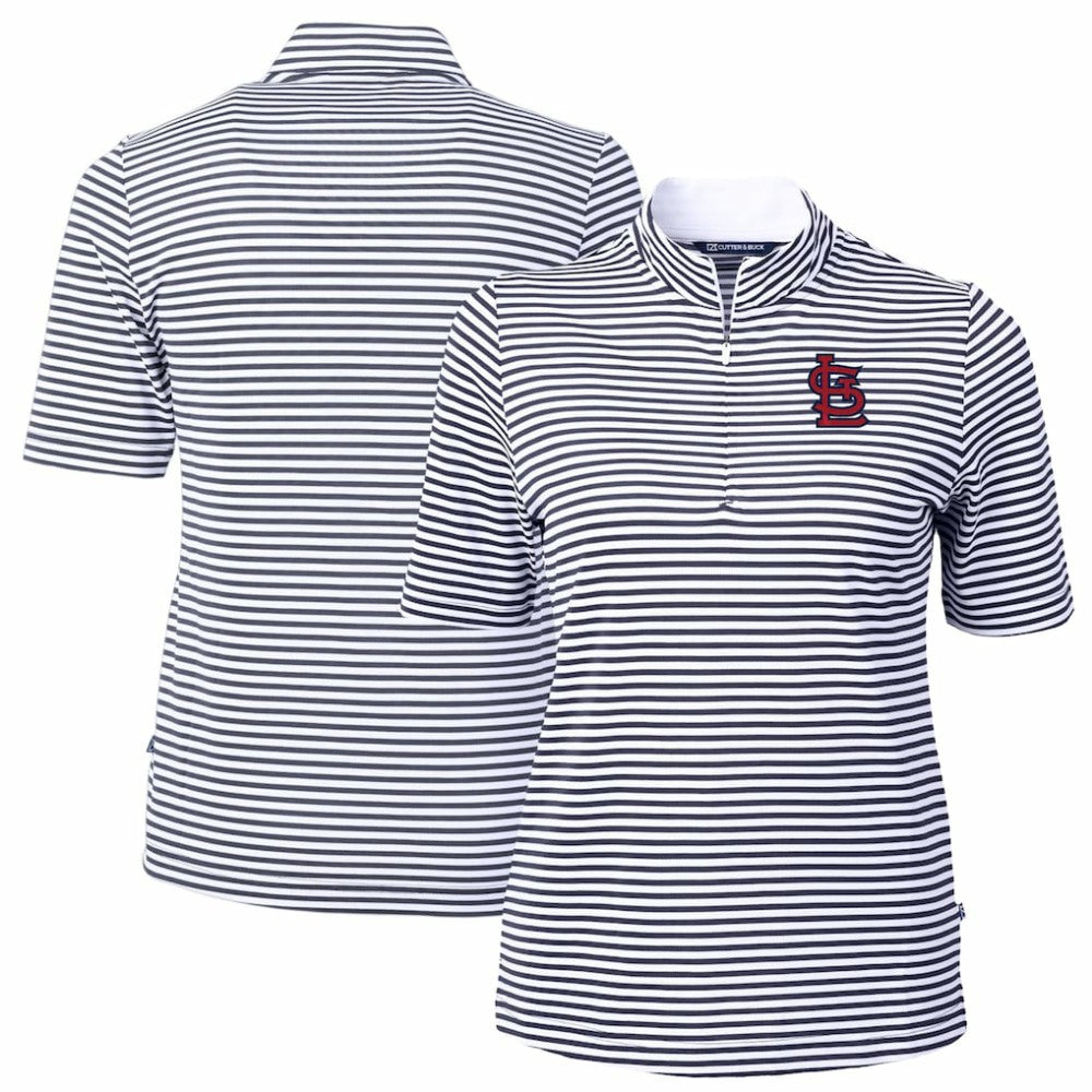 St. Louis Cardinals Cutter & Buck Women's Virtue Eco Pique Stripe Top Lifestyle
