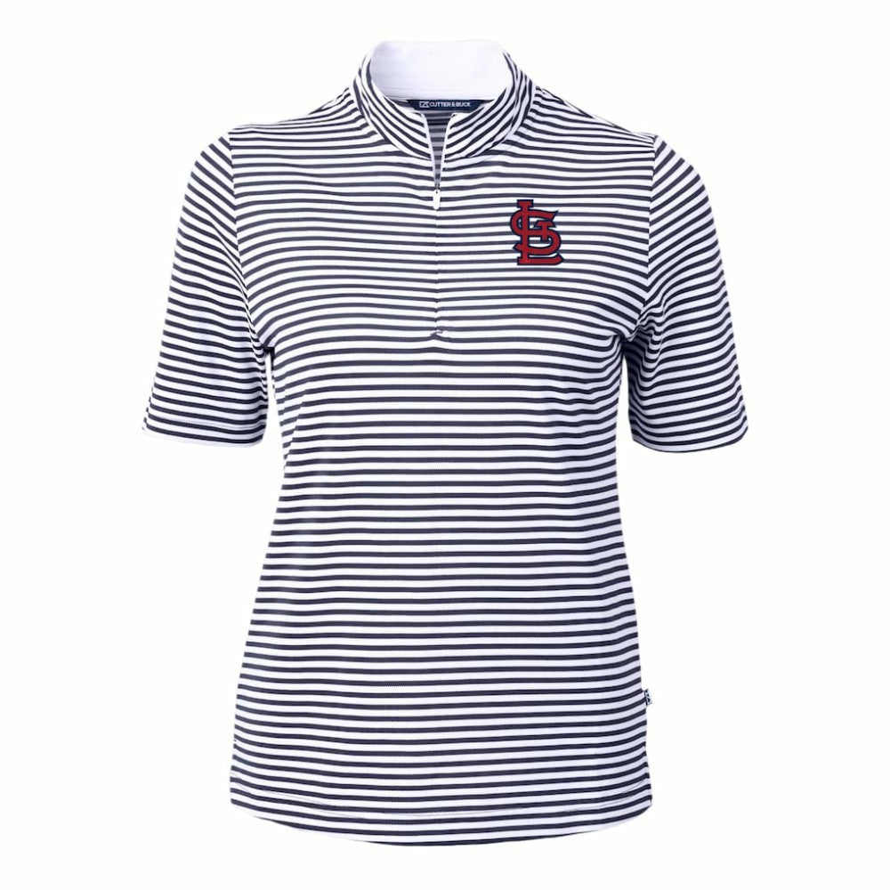 St. Louis Cardinals Cutter & Buck Women's Virtue Eco Pique Stripe Top Lifestyle