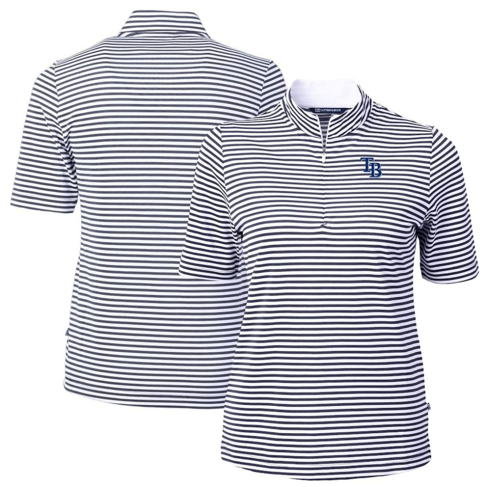 Tampa Bay Rays Cutter & Buck Women's Virtue Eco Pique Stripe Top for sale