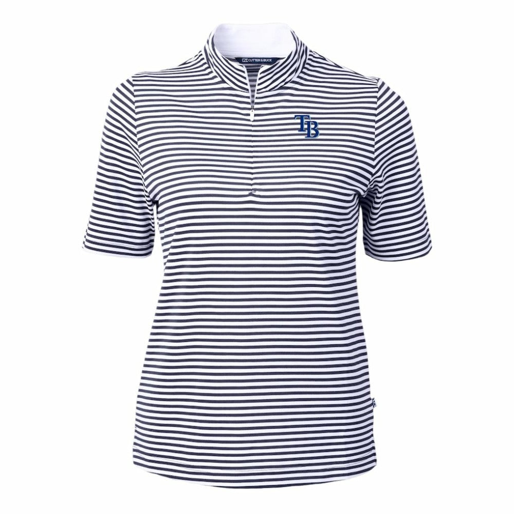 Tampa Bay Rays Cutter & Buck Women's Virtue Eco Pique Stripe Top for sale