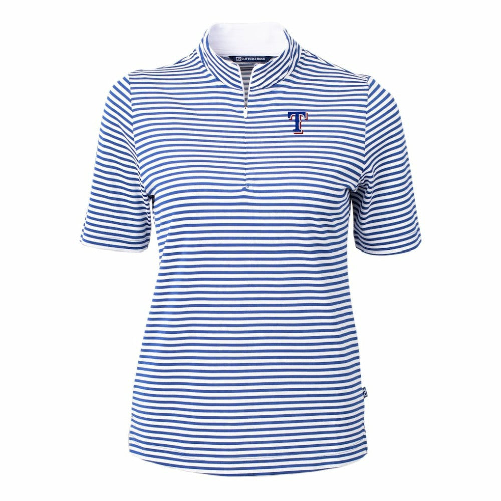 Texas Rangers Cutter & Buck Women's Virtue Eco Pique Stripe Top Clearance