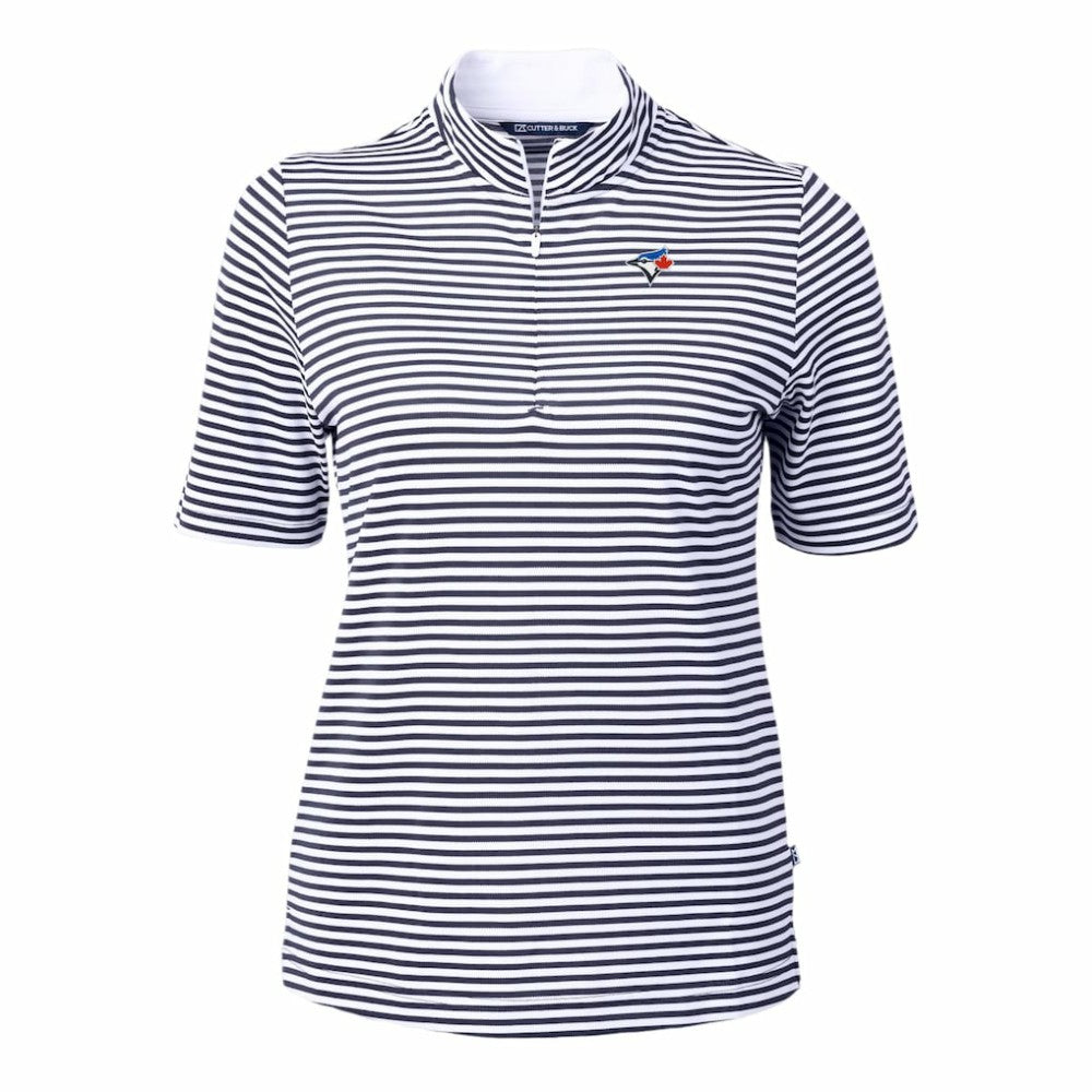 Toronto Blue Jays Cutter & Buck Women's Virtue Eco Pique Stripe Top Lifestyle