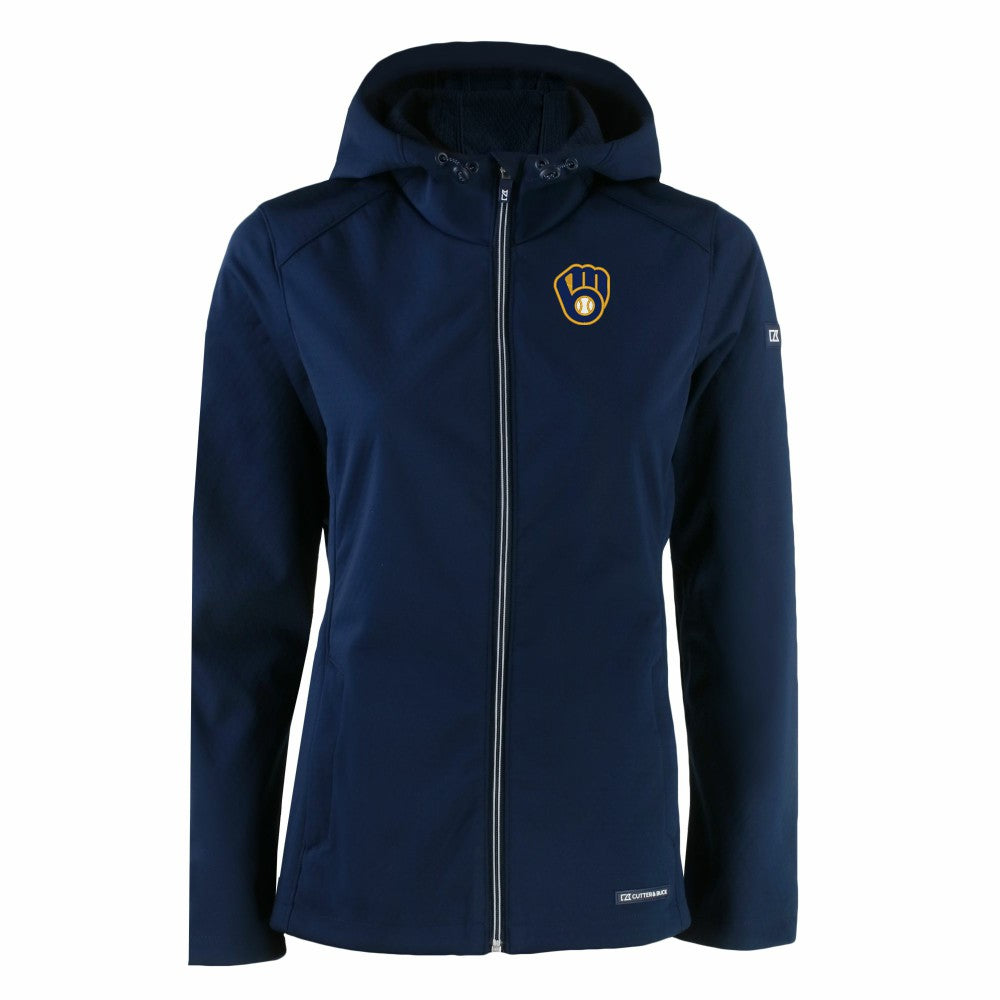 Milwaukee Brewers Cutter & Buck Women's Evoke Eco Softshell Recycled Full-Zip Jacket Sale