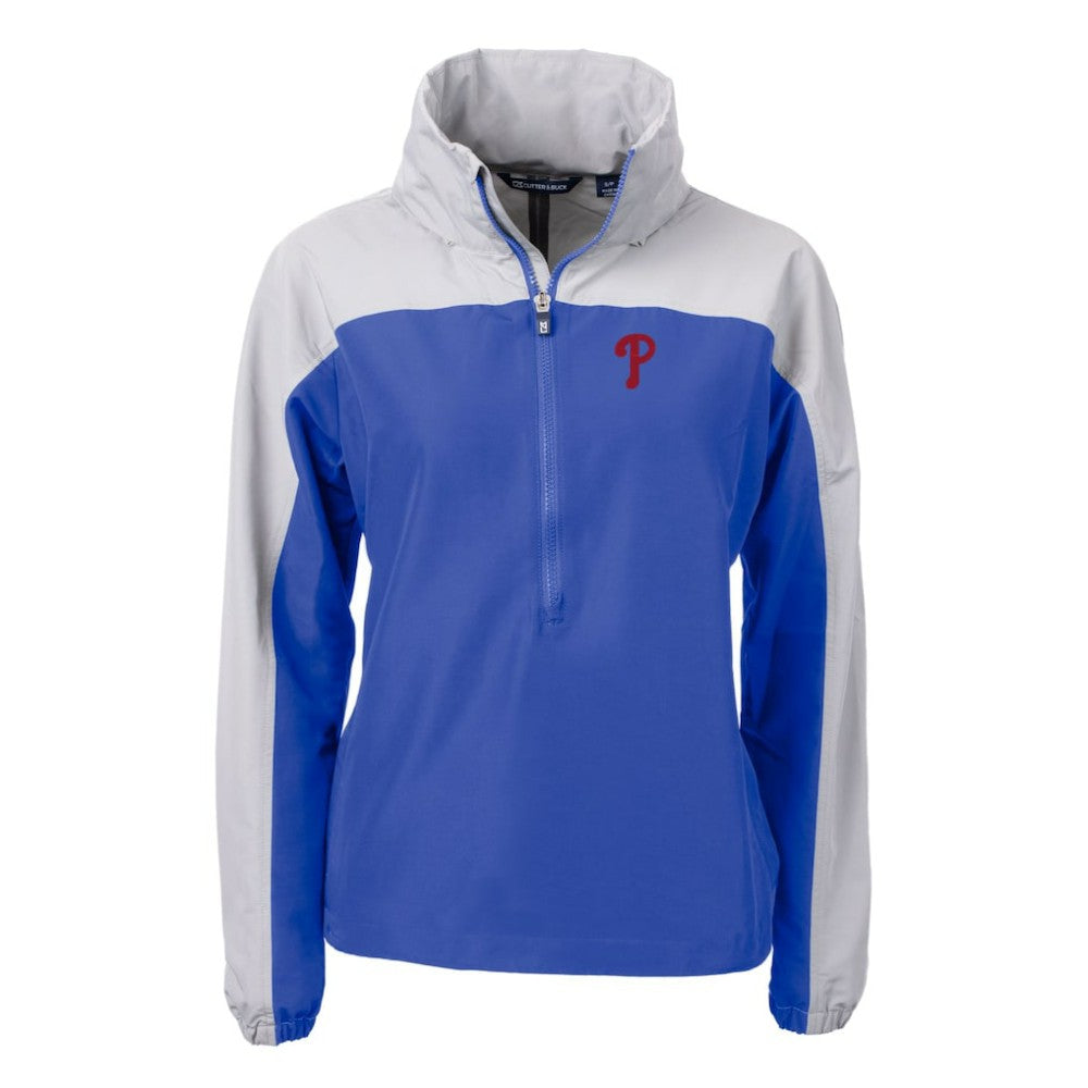 Philadelphia Phillies Cutter & Buck Women's Charter Eco Recycled Half-Zip Anorak Jacket Clearance