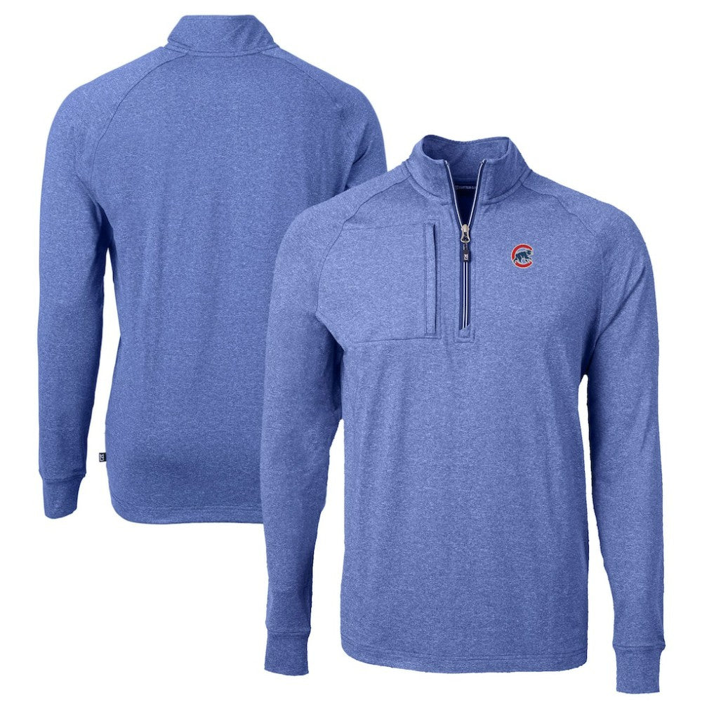 Chicago Cubs Cutter & Buck Big & Tall Adapt Eco Knit Stretch Recycled Quarter-Zip Pullover Top Clearance
