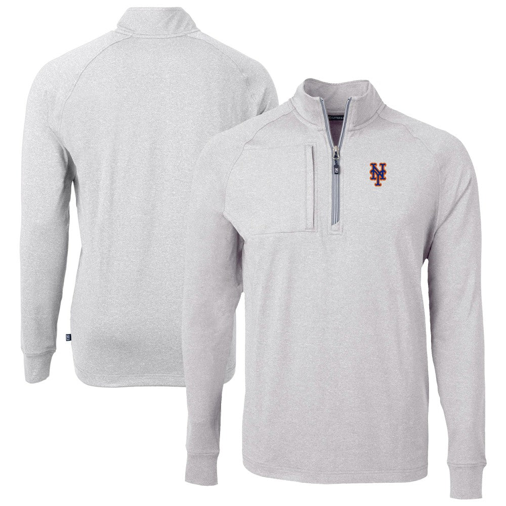 New York Mets Cutter & Buck Big & Tall Adapt Eco Knit Stretch Recycled Quarter-Zip Pullover Top Lifestyle