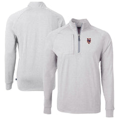 New York Mets Cutter & Buck Big & Tall Adapt Eco Knit Stretch Recycled Quarter-Zip Pullover Top Lifestyle