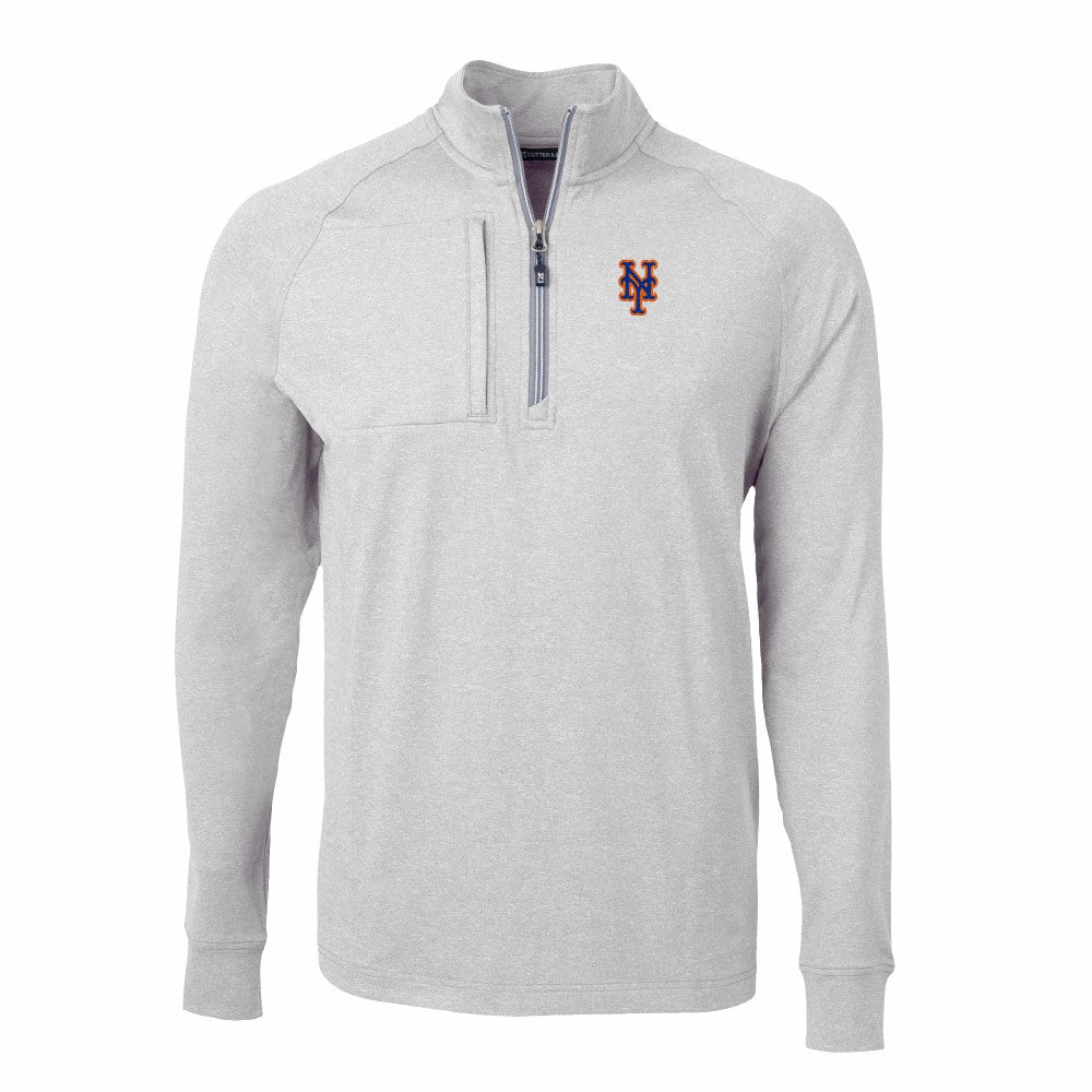 New York Mets Cutter & Buck Big & Tall Adapt Eco Knit Stretch Recycled Quarter-Zip Pullover Top Lifestyle