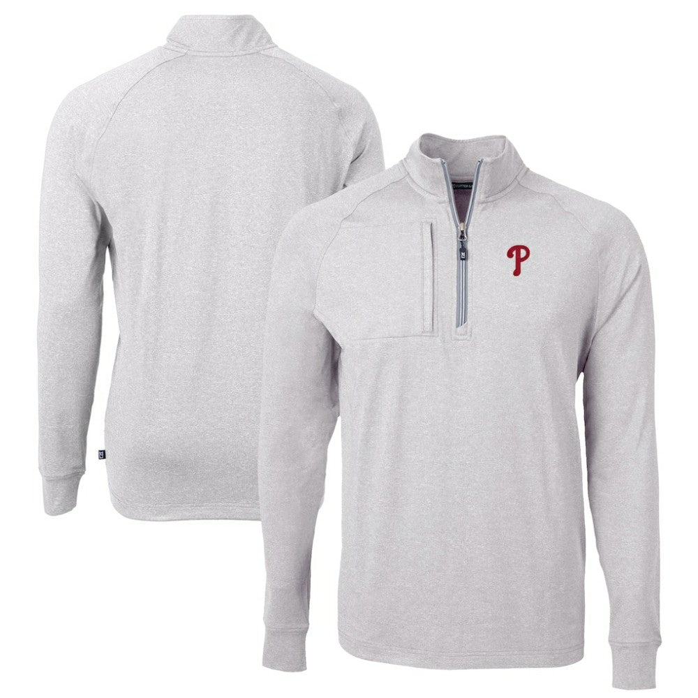 Philadelphia Phillies Cutter & Buck Big & Tall Adapt Eco Knit Stretch Recycled Quarter-Zip Pullover Top Lifestyle