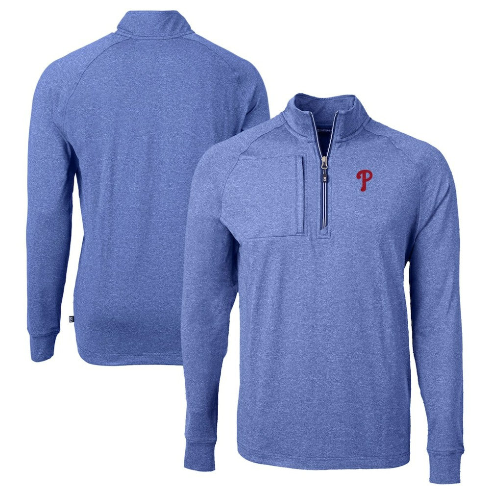 Philadelphia Phillies Cutter & Buck Big & Tall Adapt Eco Knit Stretch Recycled Quarter-Zip Pullover Top Clearance