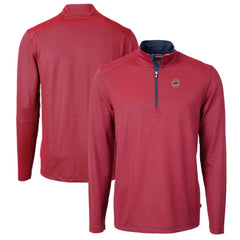 Chicago Cubs Cutter & Buck Virtue Eco Pique Micro Stripe Big & Tall Recycled Quarter-Zip Pullover Top Lifestyle
