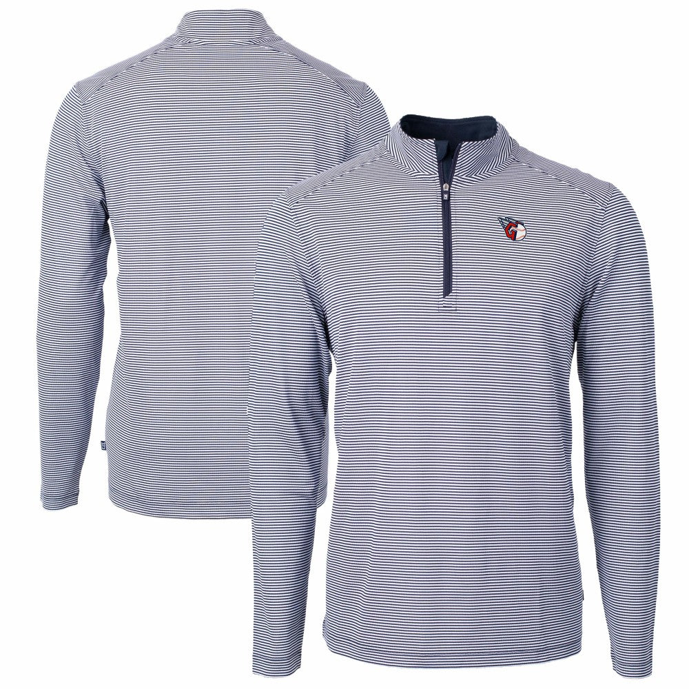 Cleveland Guardians Cutter & Buck Virtue Eco Pique Micro Stripe Big & Tall Recycled Quarter-Zip Pullover Top for sale