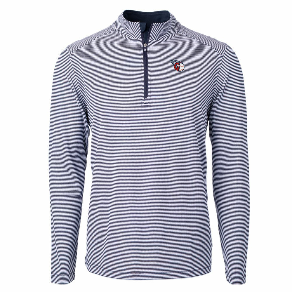 Cleveland Guardians Cutter & Buck Virtue Eco Pique Micro Stripe Big & Tall Recycled Quarter-Zip Pullover Top for sale