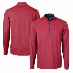Cleveland Guardians Cutter & Buck Virtue Eco Pique Micro Stripe Big & Tall Recycled Quarter-Zip Pullover Top Sale