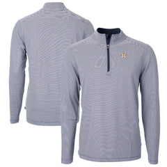 Houston Astros Cutter & Buck Virtue Eco Pique Micro Stripe Big & Tall Recycled Quarter-Zip Pullover Top Clearance