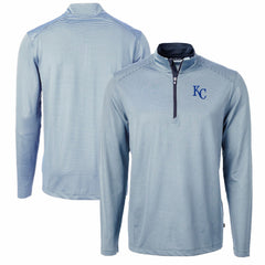 Kansas City Royals Cutter & Buck Virtue Eco Pique Micro Stripe Big & Tall Recycled Quarter-Zip Pullover Top for sale