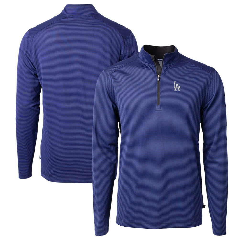 Los Angeles Dodgers Cutter & Buck Virtue Eco Pique Micro Stripe Big & Tall Recycled Quarter-Zip Pullover Top On Sale