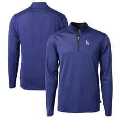 Los Angeles Dodgers Cutter & Buck Virtue Eco Pique Micro Stripe Big & Tall Recycled Quarter-Zip Pullover Top On Sale