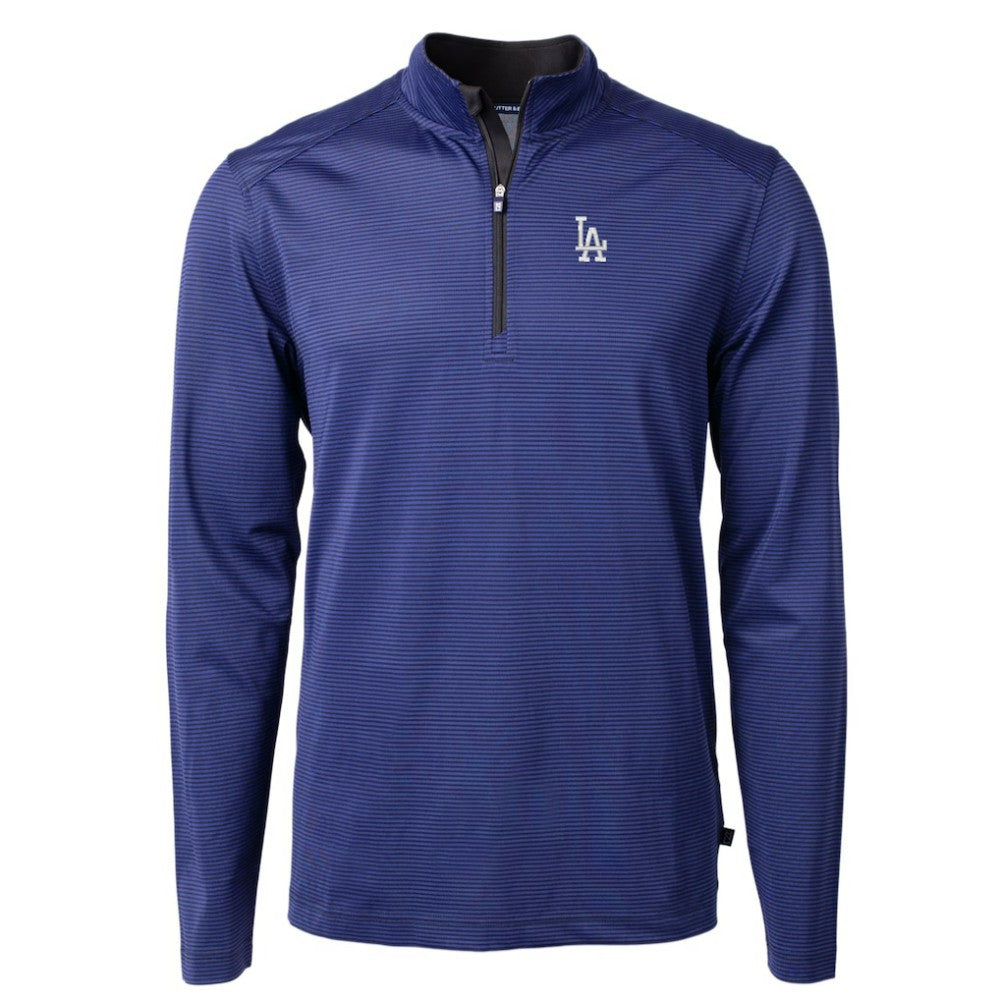 Los Angeles Dodgers Cutter & Buck Virtue Eco Pique Micro Stripe Big & Tall Recycled Quarter-Zip Pullover Top On Sale