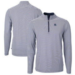 New York Yankees Cutter & Buck Virtue Eco Pique Micro Stripe Big & Tall Recycled Quarter-Zip Pullover Top Sale