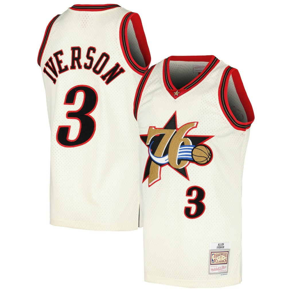 Mitchell & Ness - Allen Iverson Philadelphia 76ers Chainstitch Swingman Jersey - Cream