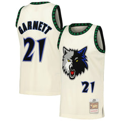 Mitchell & Ness - Kevin Garnett Minnesota Timberwolves Chainstitch Swingman Jersey - Cream