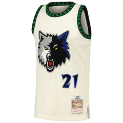 Mitchell & Ness - Kevin Garnett Minnesota Timberwolves Chainstitch Swingman Jersey - Cream