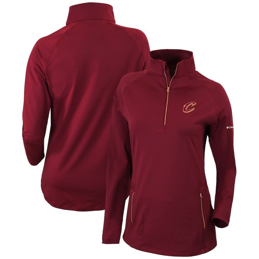 Columbia - Cleveland Cavaliers Women's Omni-Wick Outward Nine Quarter-Zip Pullover Top - Burgundy