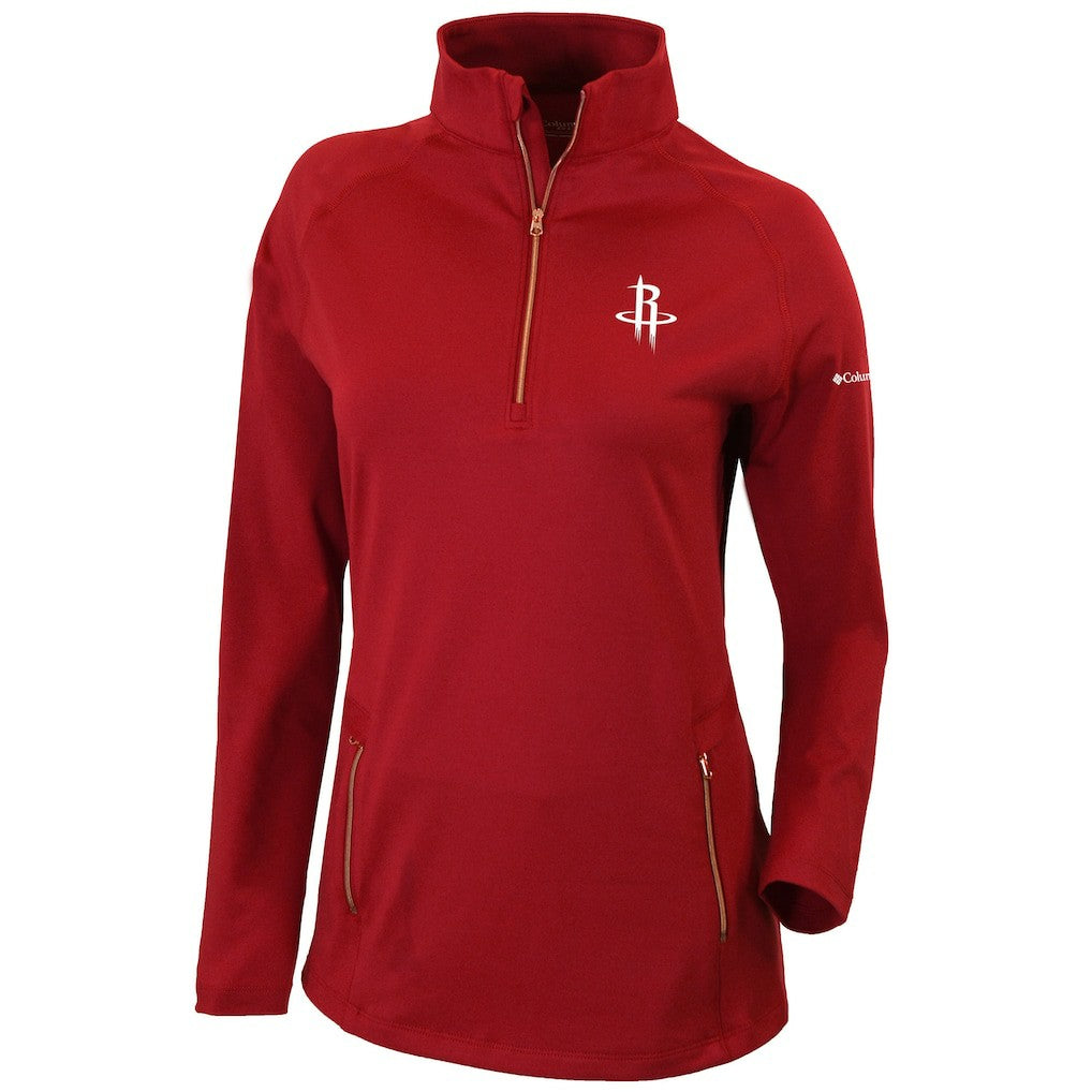Columbia - Houston Rockets Women's Omni-Wick Outward Nine Quarter-Zip Pullover Top - Red