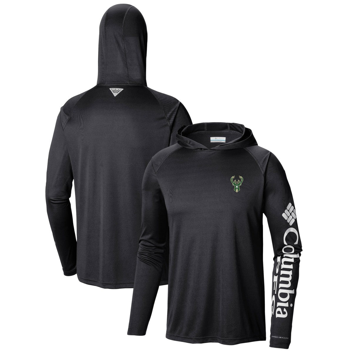 Columbia - Milwaukee Bucks Terminal Tackle Long Sleeve Hoodie T-Shirt - Black