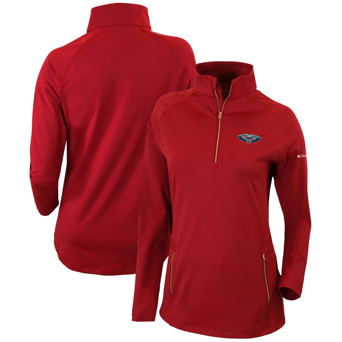 Columbia - New Orleans Pelicans Women's Omni-Wick Outward Nine Quarter-Zip Pullover Top - Red