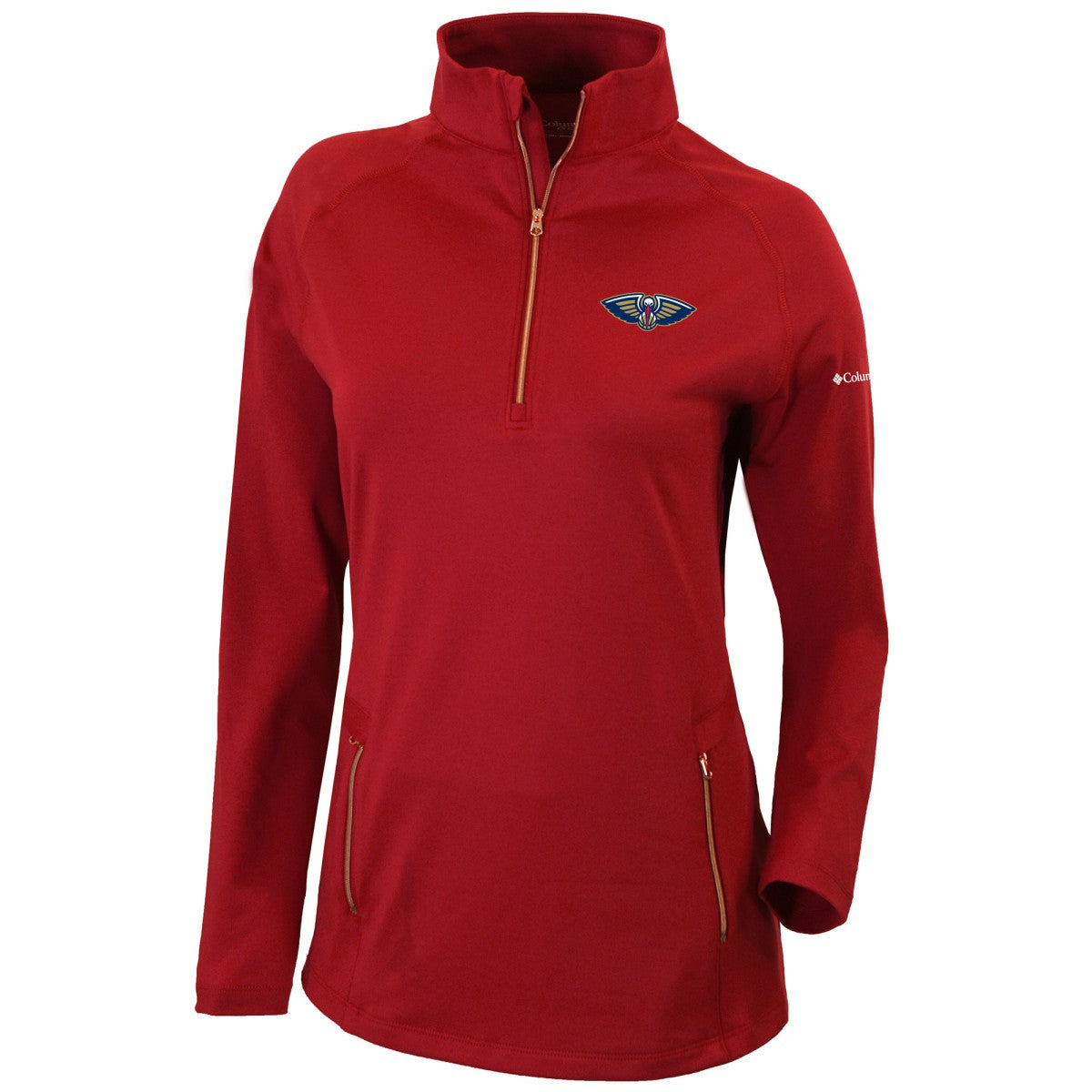 Columbia - New Orleans Pelicans Women's Omni-Wick Outward Nine Quarter-Zip Pullover Top - Red